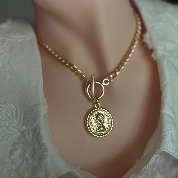 Anthropologie Jewelry - 14K Gold Plated  Medallion Necklace